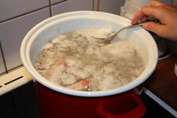 Hungarian meat soup foam